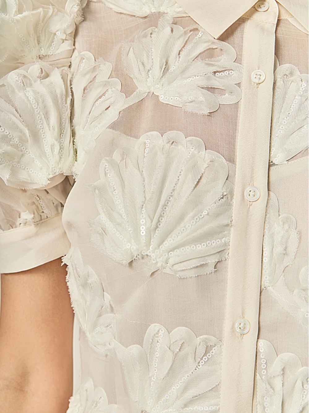 New! English Factory Embroidered Shell Midi Dress in Cream M - Picture 6 of 6